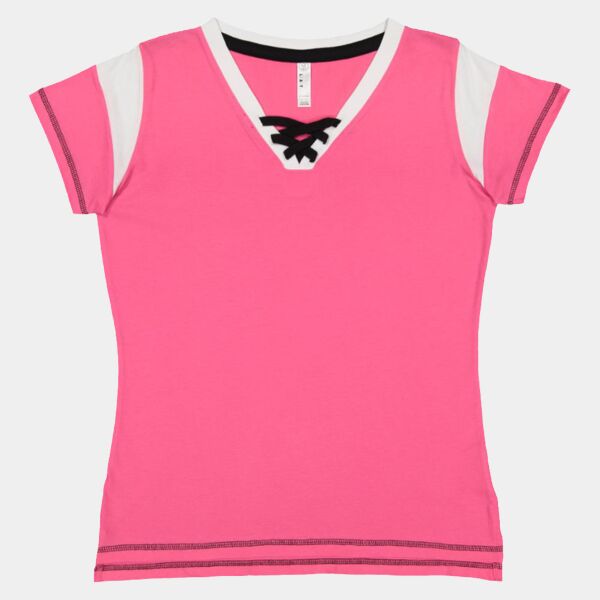 Women's Lace Up Fine Jersey Tee Thumbnail
